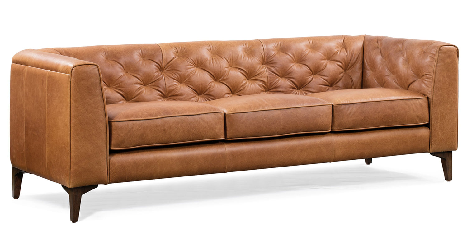 Poly & bark vintage leather essex shop 3 seater sofa