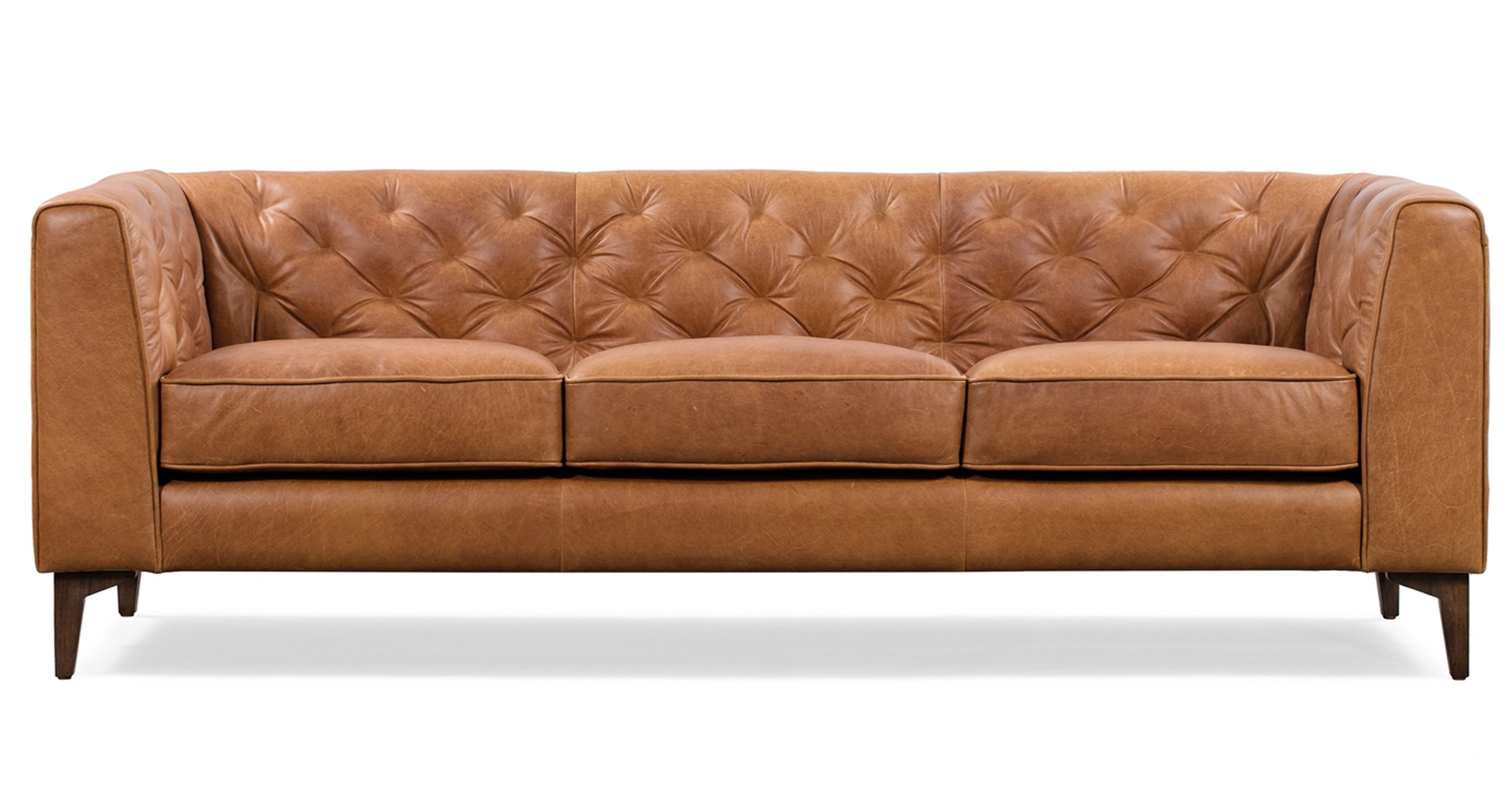 Essex Sofa in Cognac Tan | Tufted Sofa | Poly & Bark