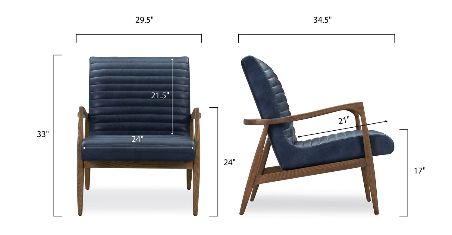 Rowan Lounge Chair Midnight Blue/Single, dimensions