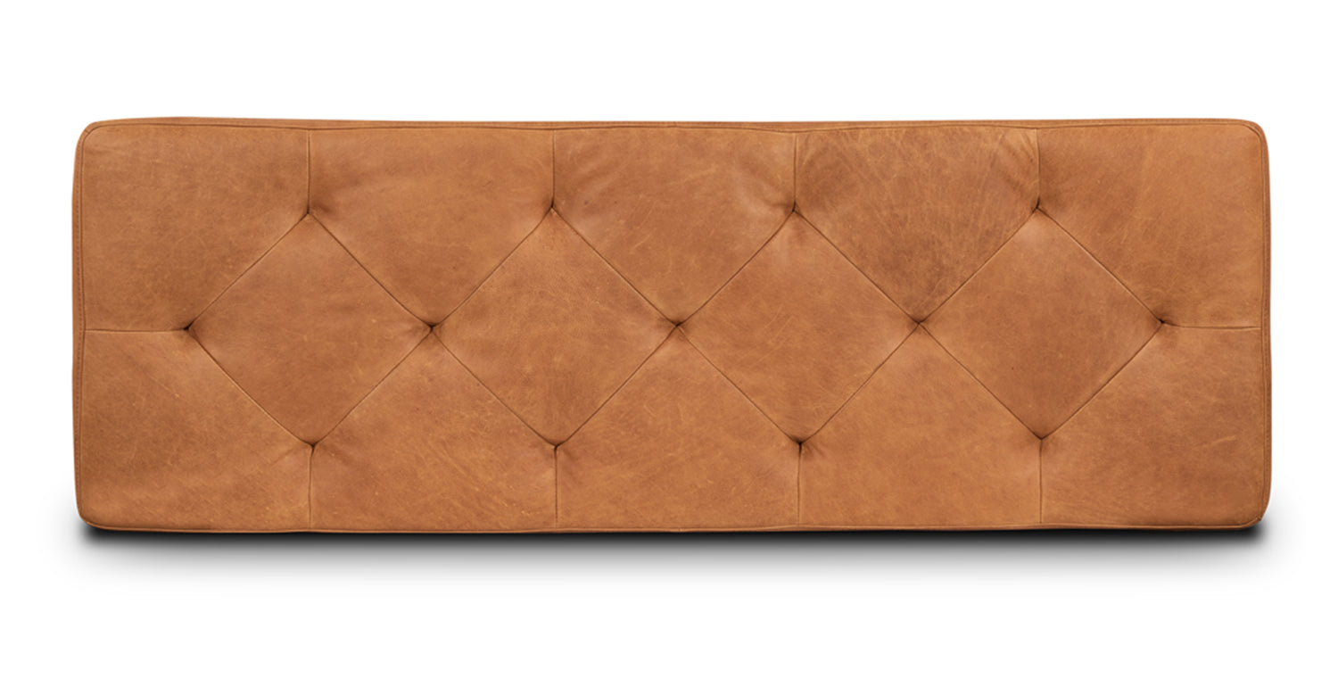 Cognac Tan Senja Italian Leather Storage Ottoman Poly Bark