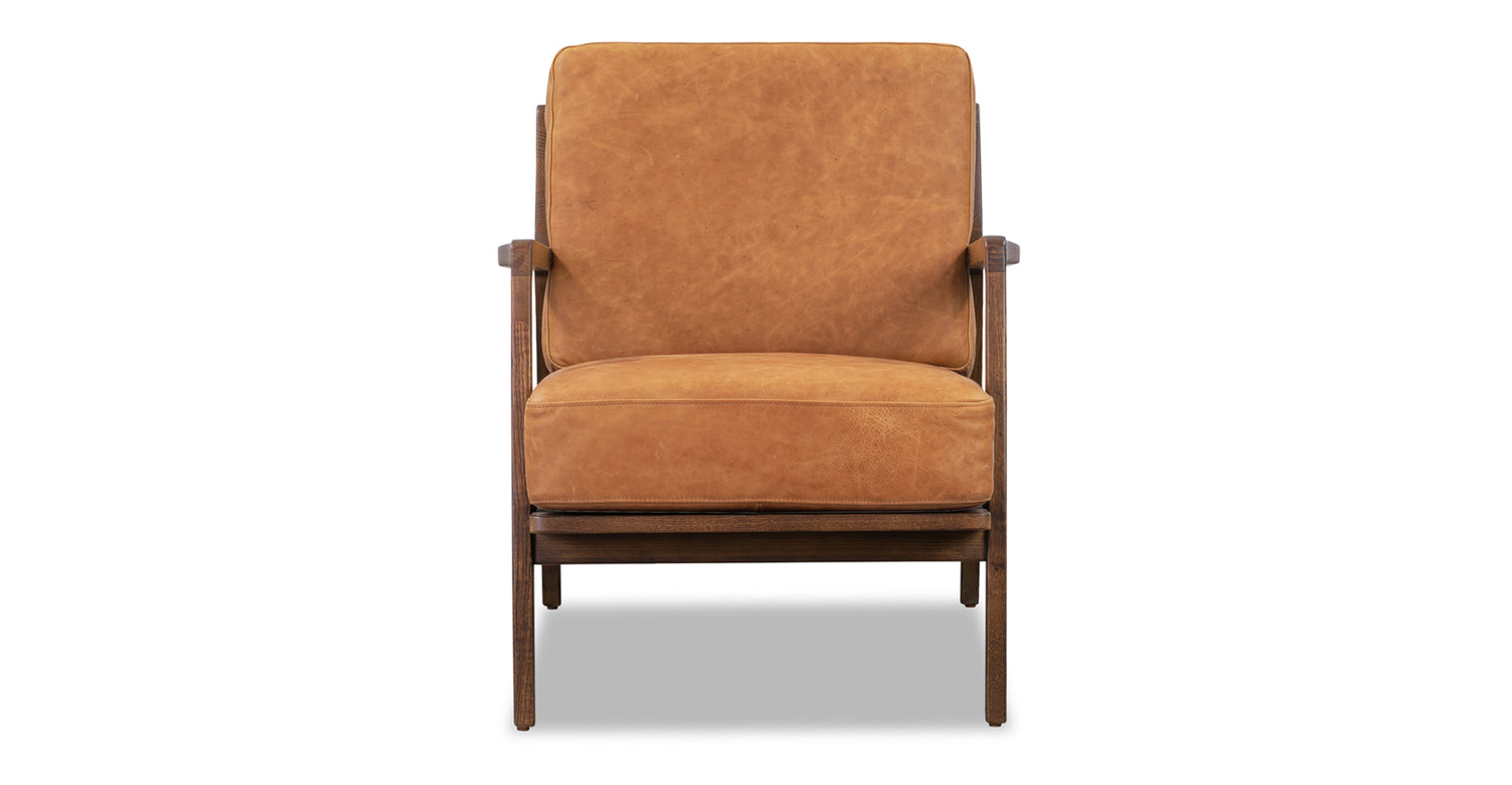 Verity Leather Lounge Chair Cognac Tan