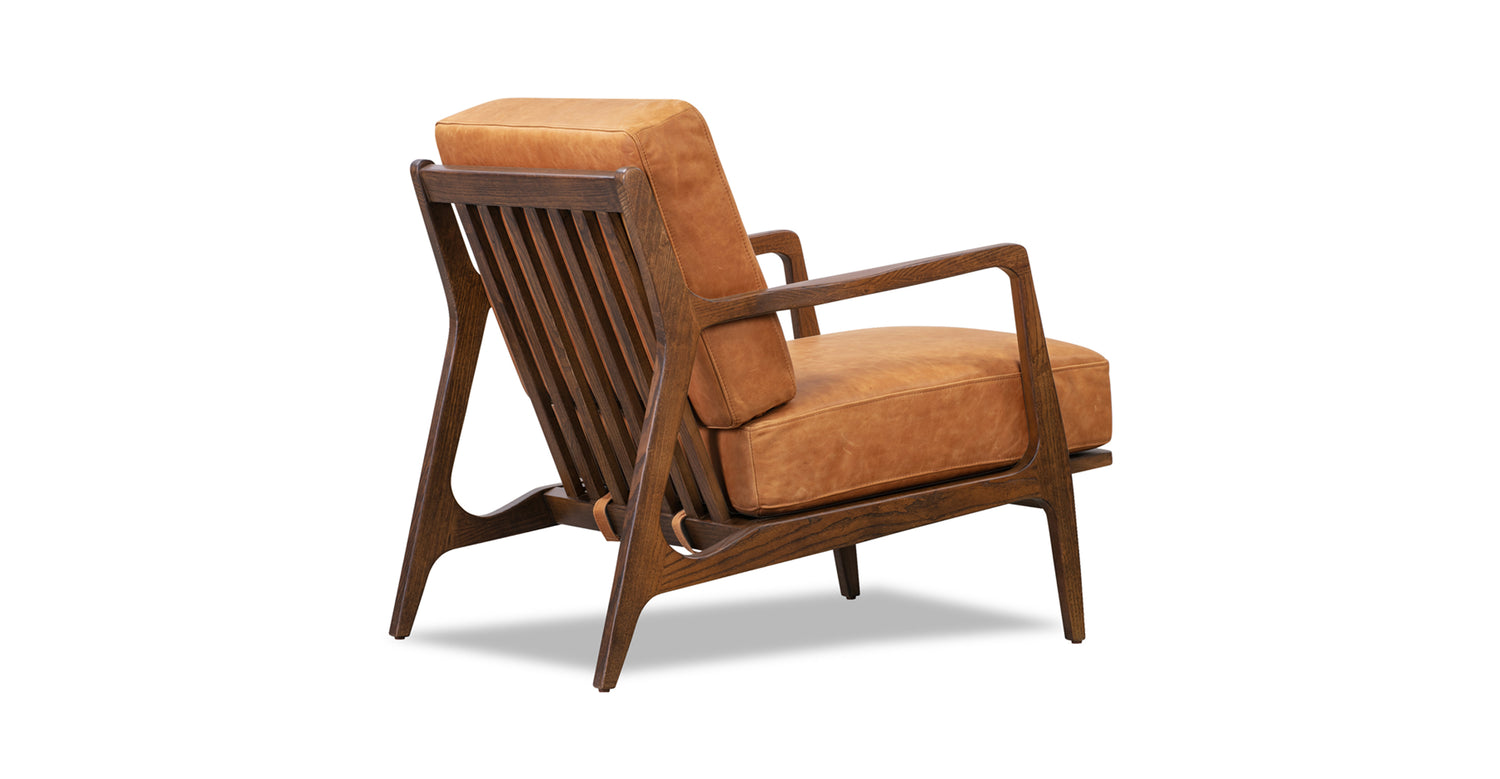 Onyx Black Verity Leather Walnut Finish Lounge Chair Poly Bark