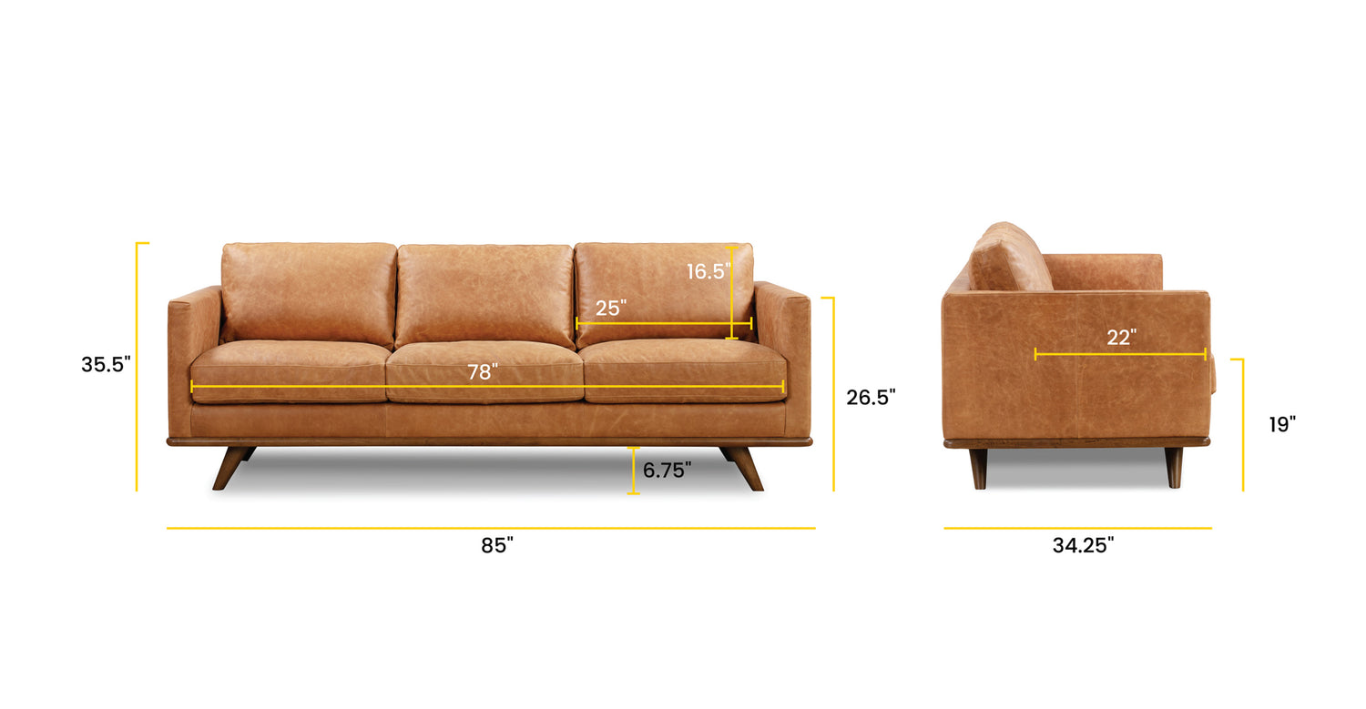 Cognac Tan Nolita Italian Leather Finish Sofa | Poly & Bark