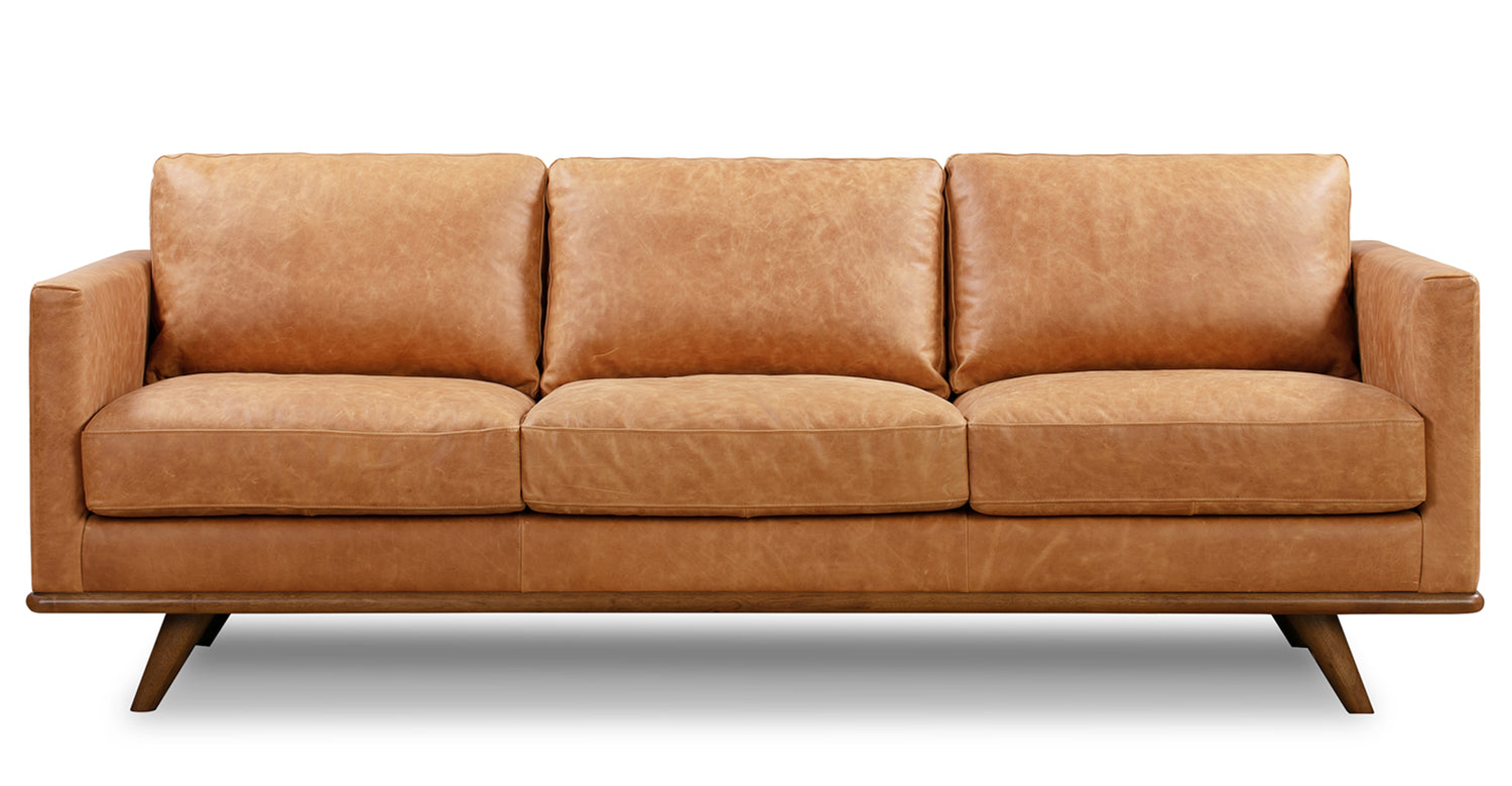 Italian Leather | Nolita & Finish Poly Sofa Tan Bark Cognac