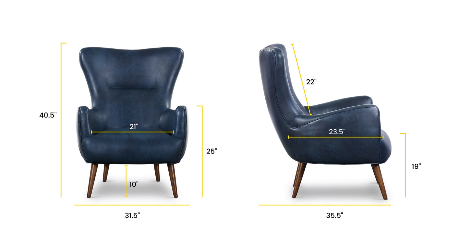 Aida Lounge Chair Midnight Blue/Single, dimensions