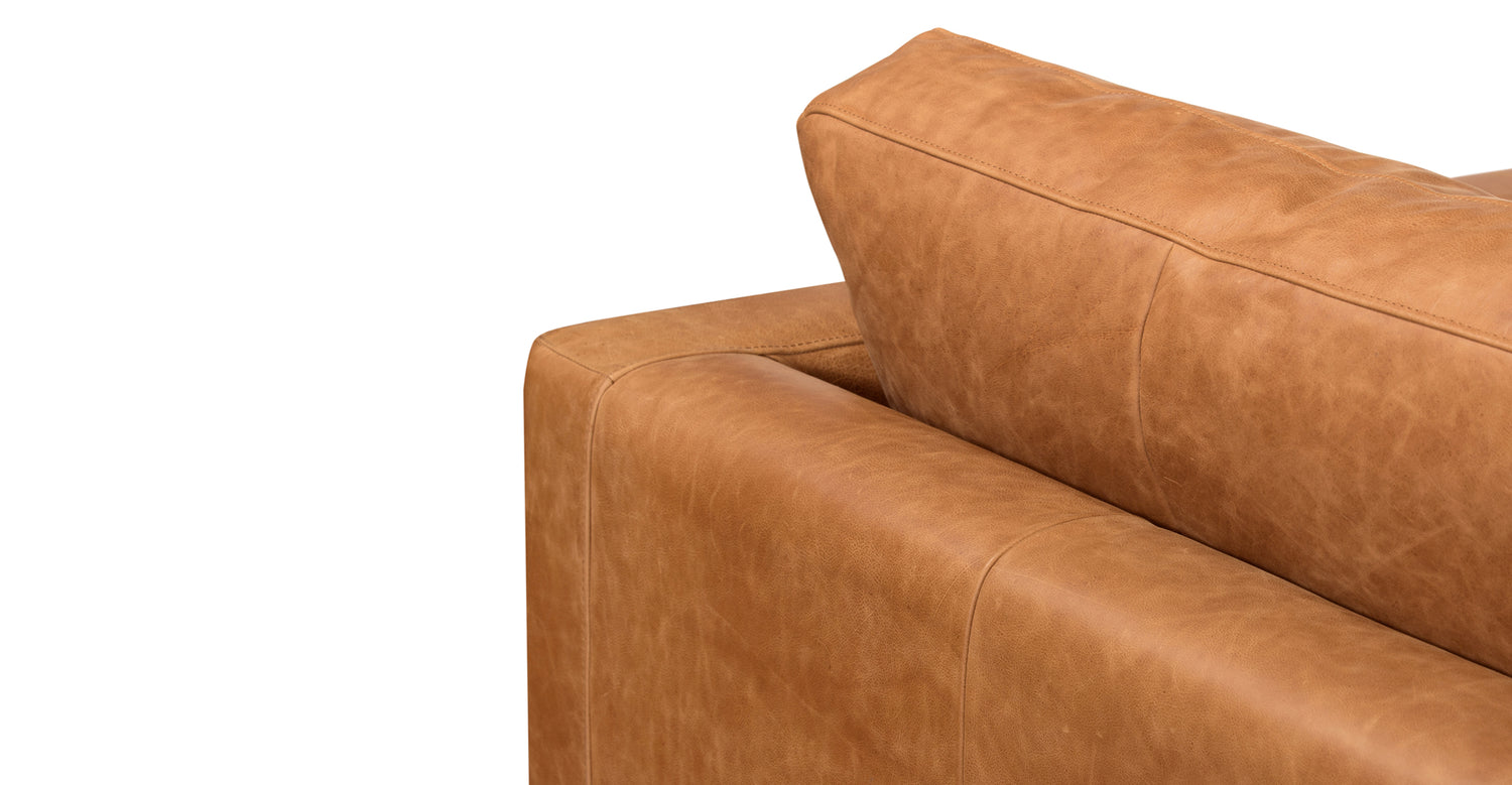 Napa Leather Corner Sectional Sofa Cognac Tan