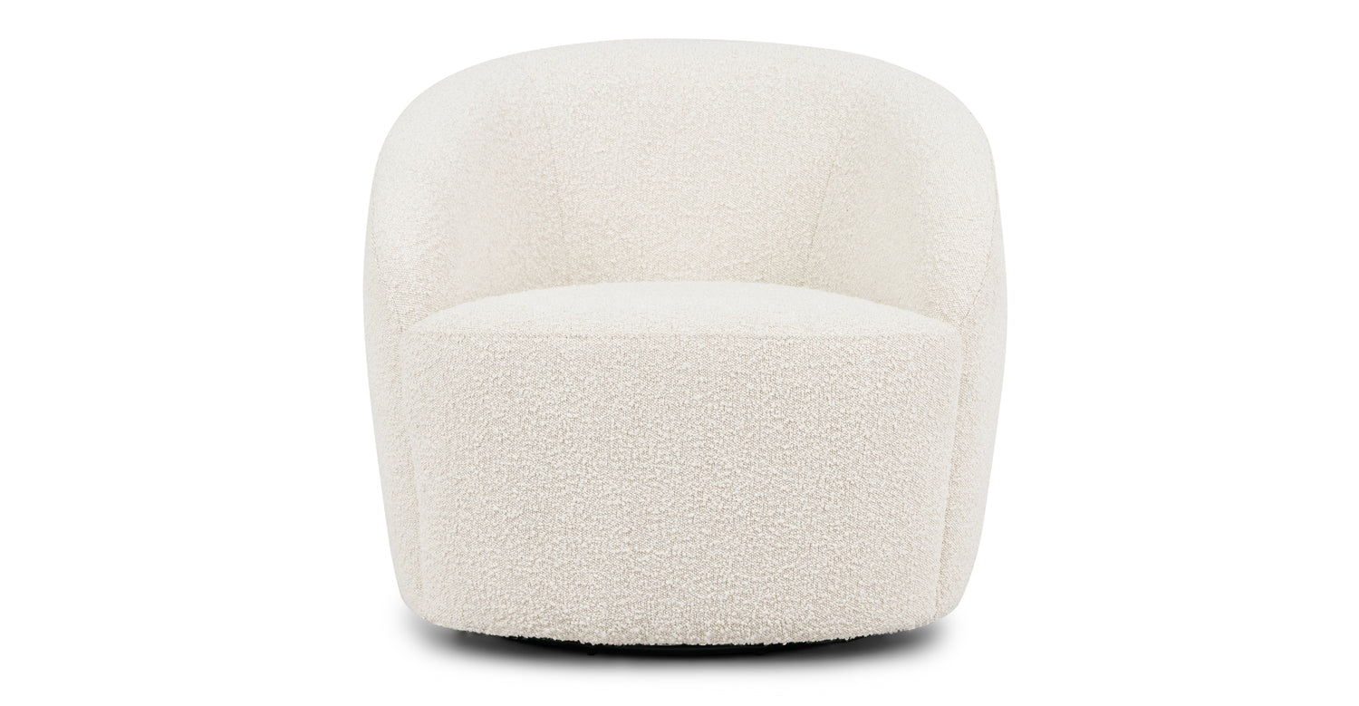 Alma Swivel Lounge Chair Crema White Boucle