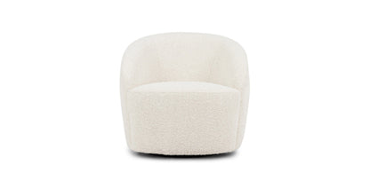 Alma Swivel Lounge Chair Collection, Ivory White Boucle