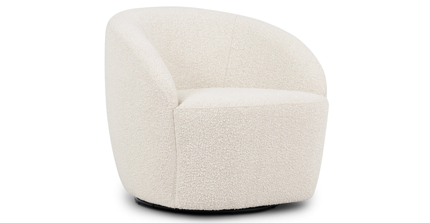 Alma Swivel Lounge Chair Crema White Boucle