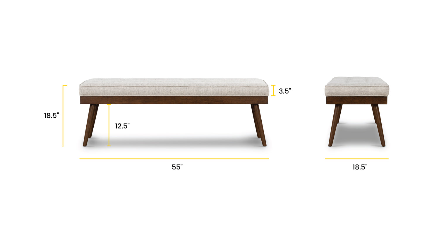 Luca Fabric Bench Twill Pebble, dimensions