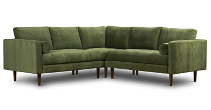Napa Velvet Corner Sectional Sofa Collection, Distressed Green Velvet