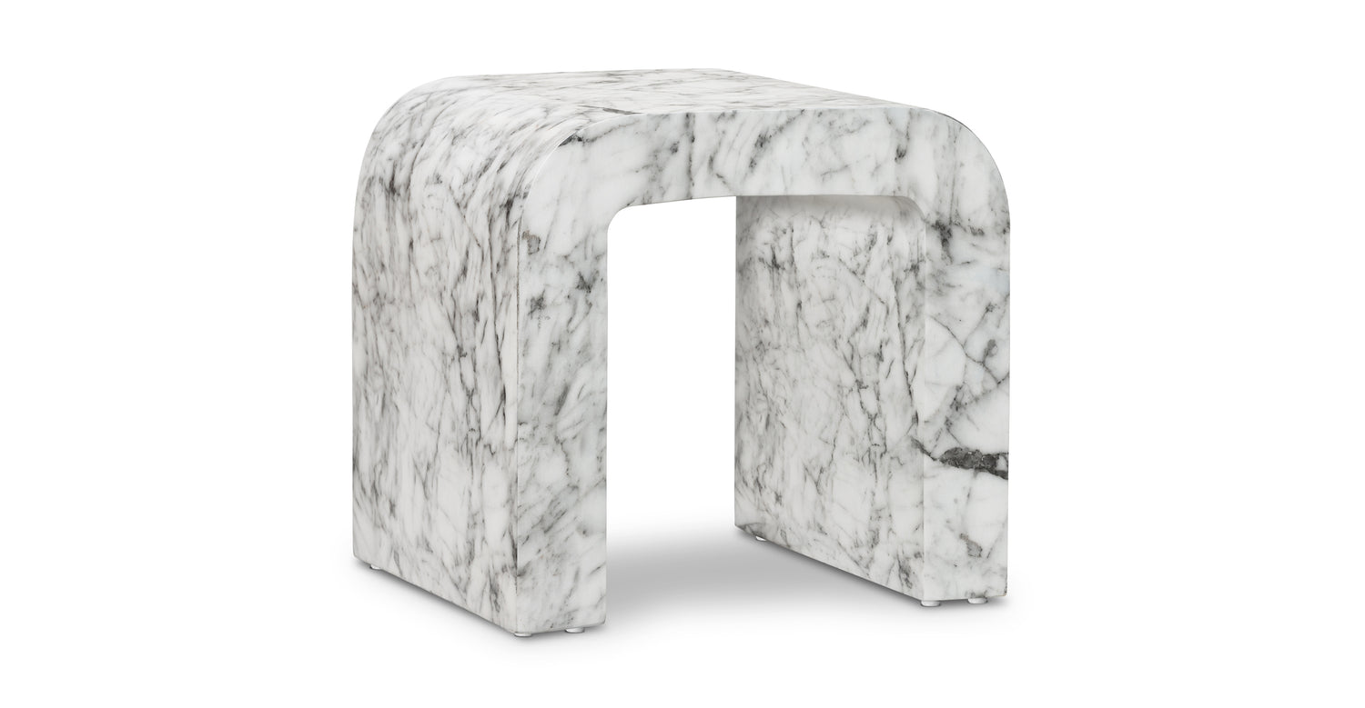 Trevi Horseshoe Side Table White Marble