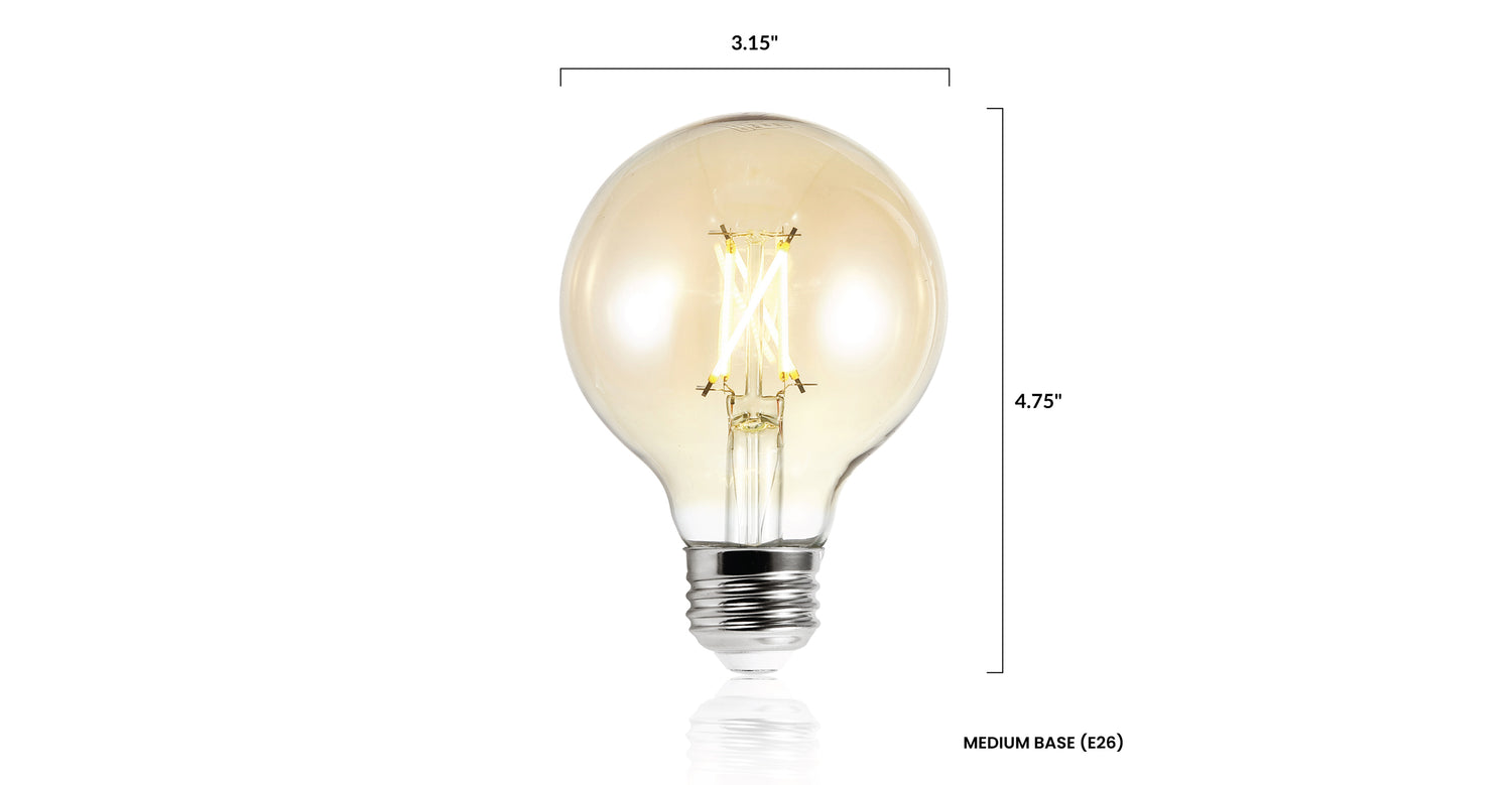 Niva G25 LED Filament Light Bulbs Amber, dimensions