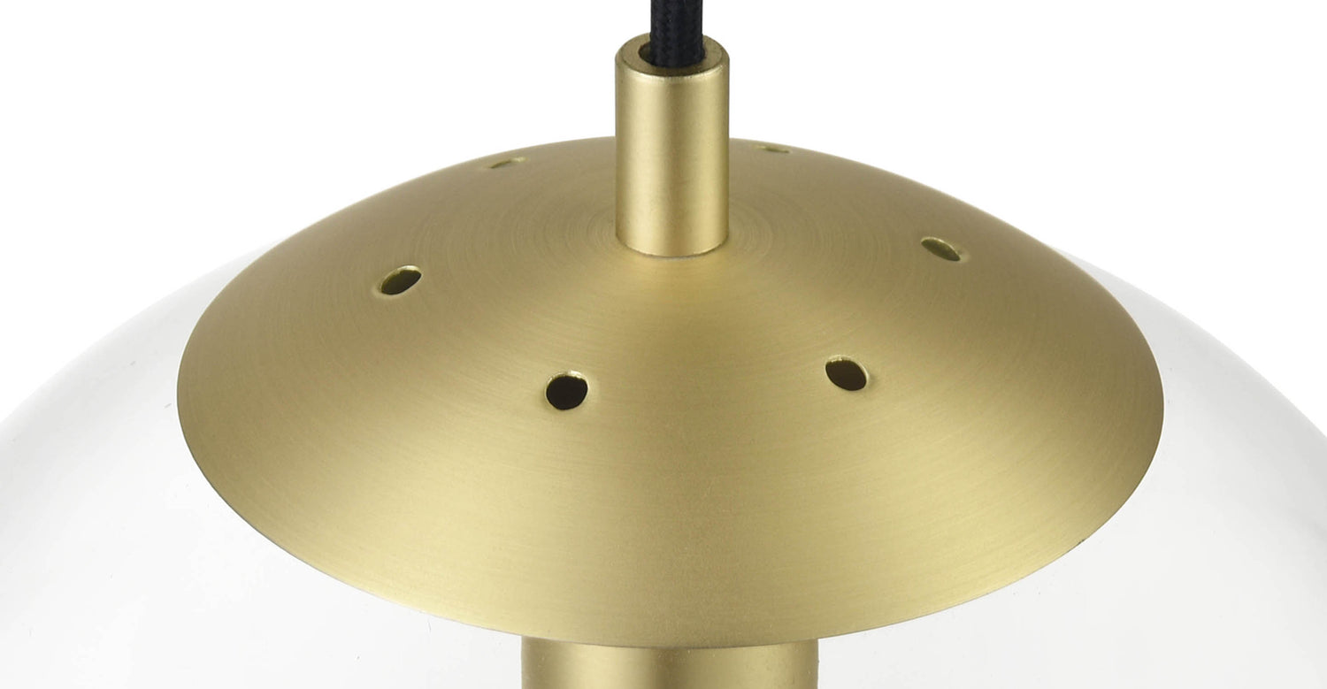 Brass & Clear Zeno LED Spherical Globe Pendant Light
