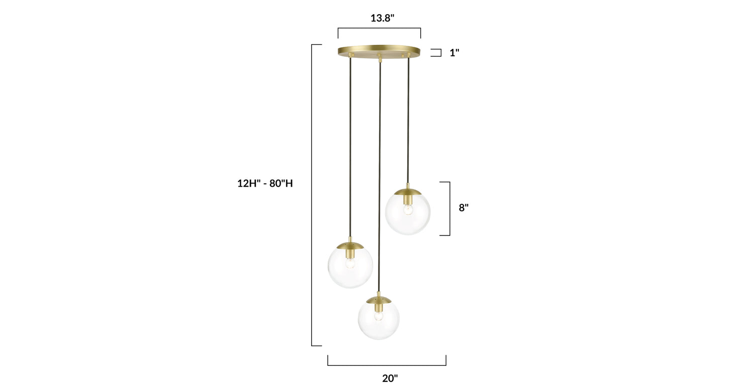 Brushed Brass/Clear, dimensions