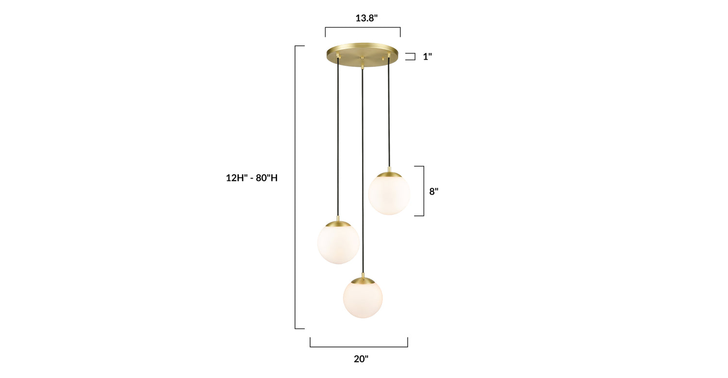 Brushed Brass/White, dimensions