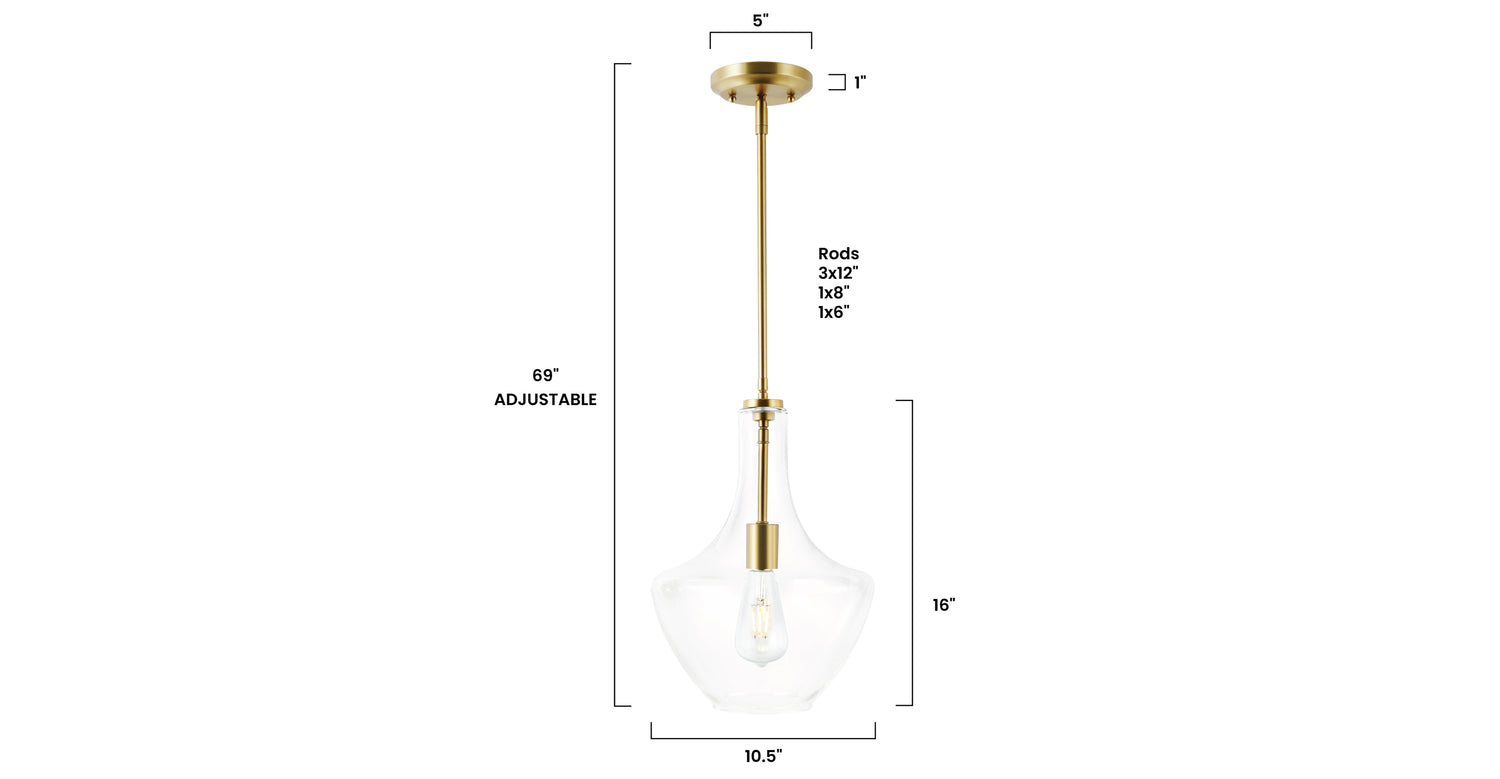 Brushed Brass/Clear, dimensions