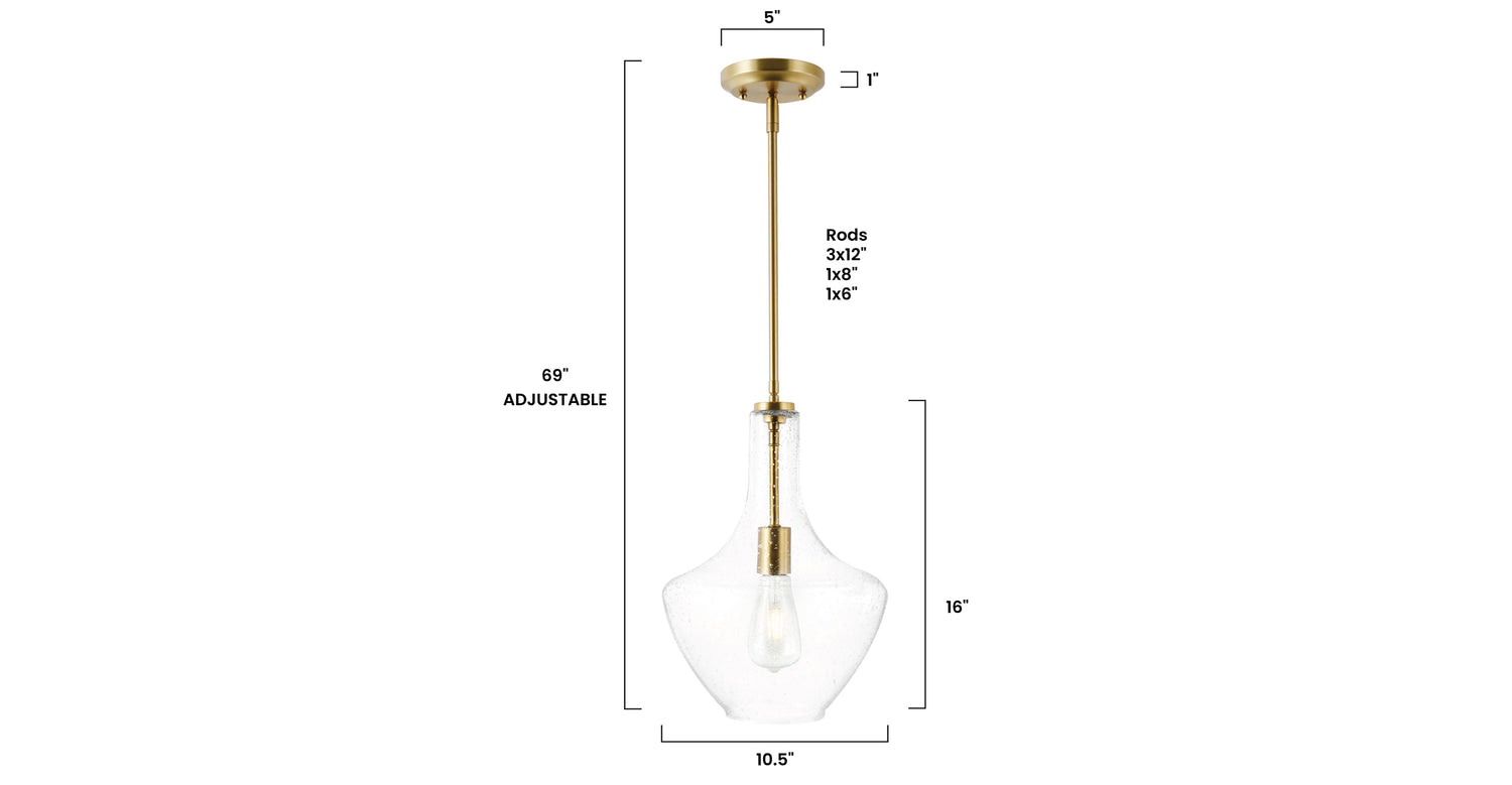 Brushed Brass/Seeded, dimensions