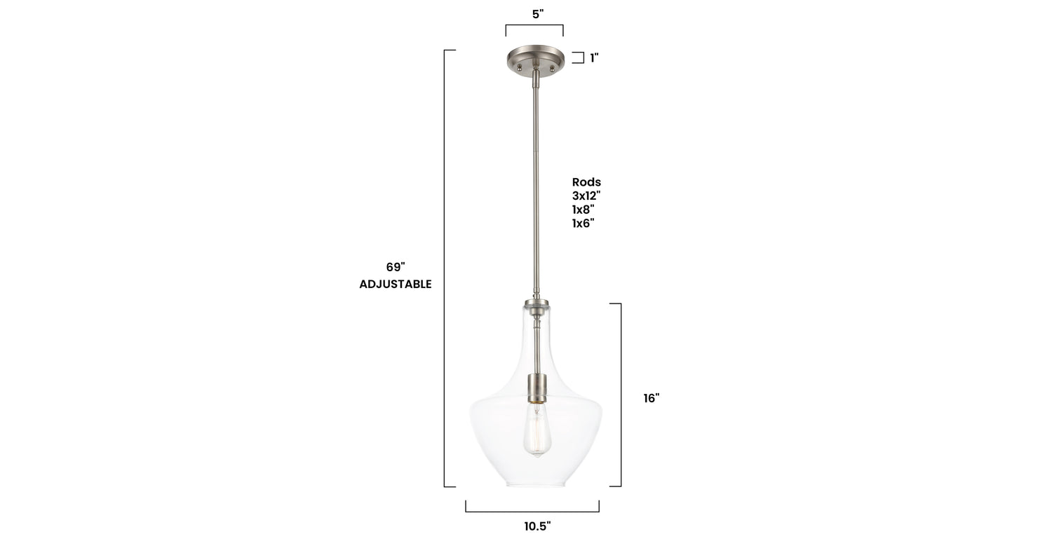 Satin Nickel/Clear, dimensions