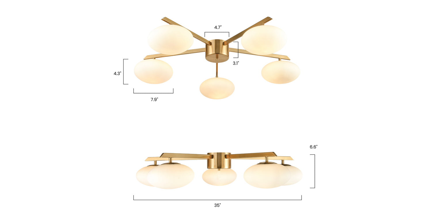 Brushed Brass/White, dimensions