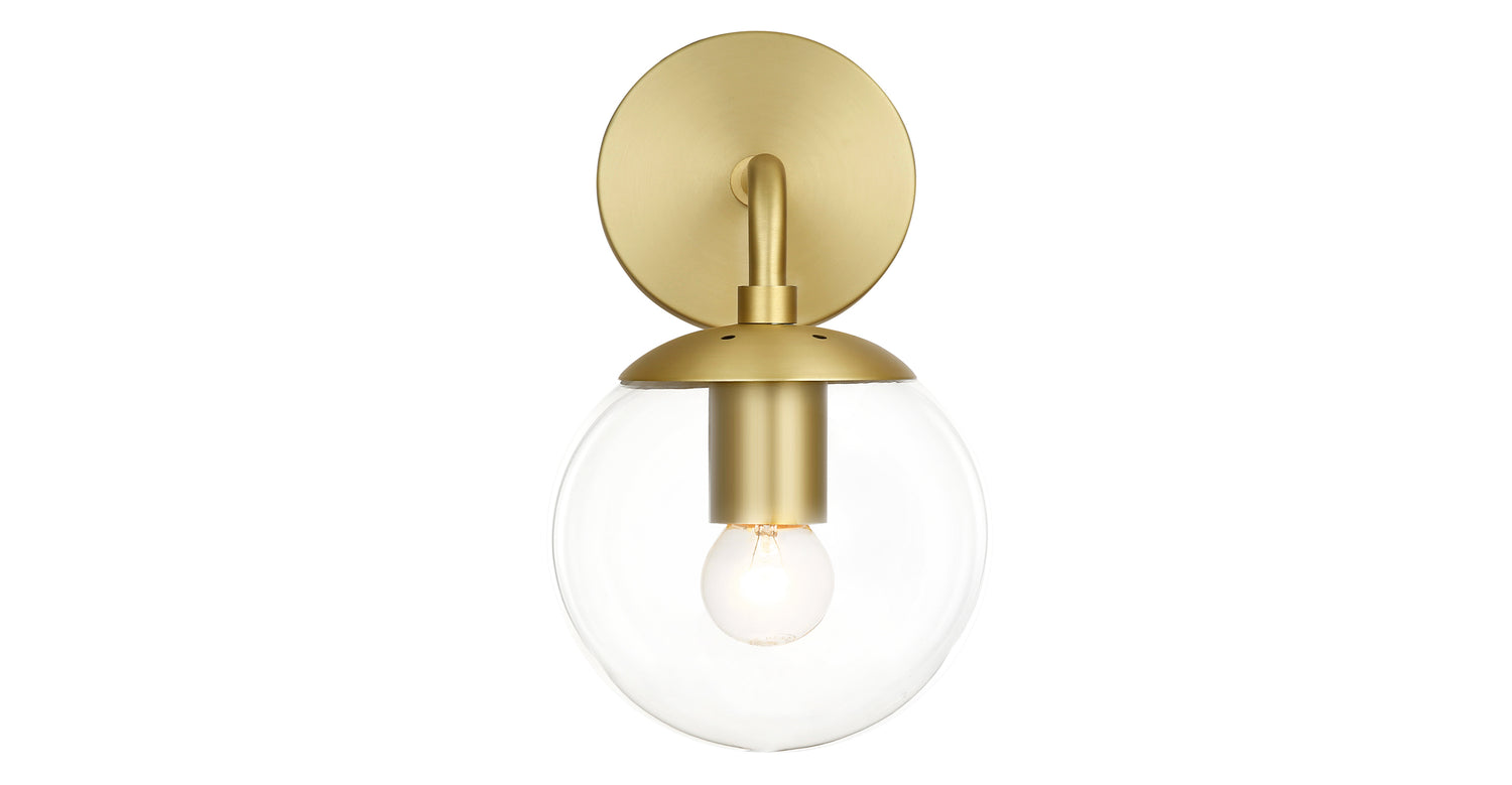 Brass globe wall sconce deals