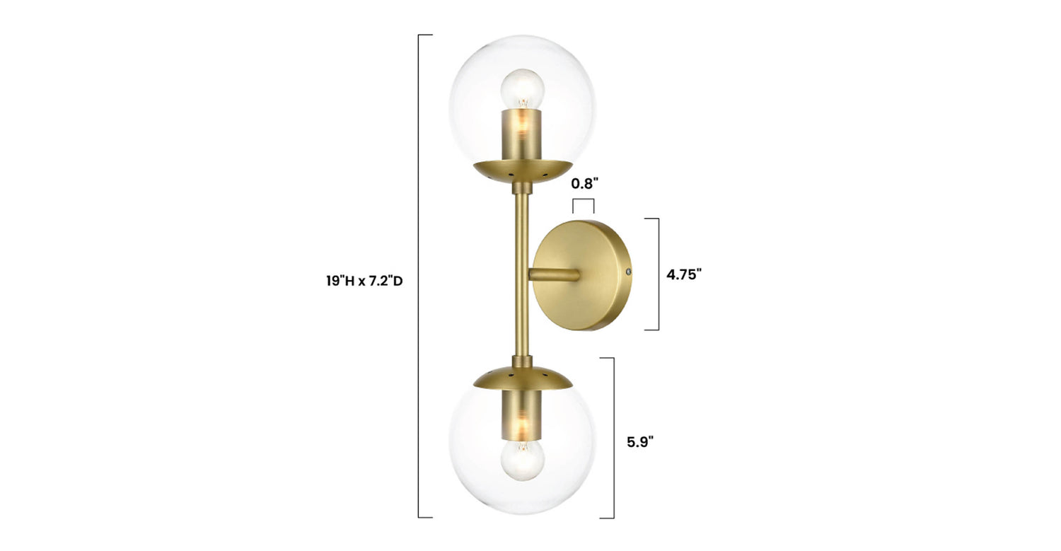 Brushed Brass/Clear, dimensions