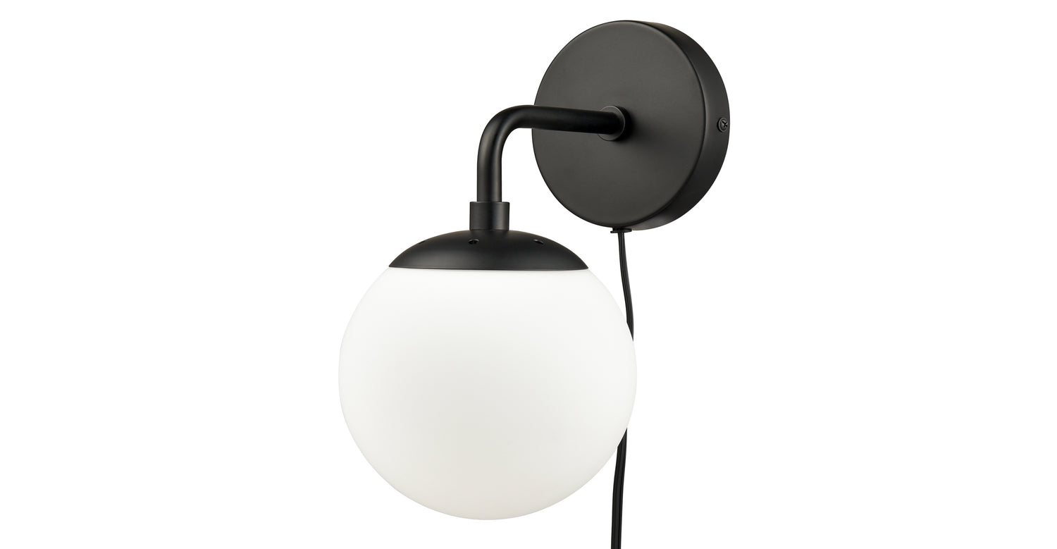 Greta Globe Plug-In Wall Sconce Black/White