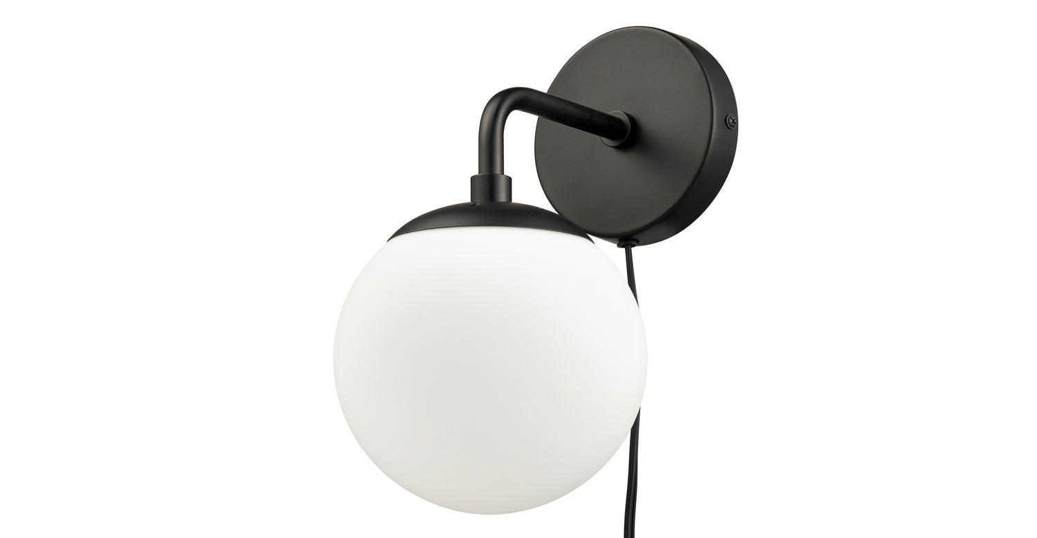 Greta Globe Plug-In Wall Sconce Black/White