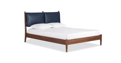 Truro Bed with Leather Cushions Collection, Midnight Blue/King