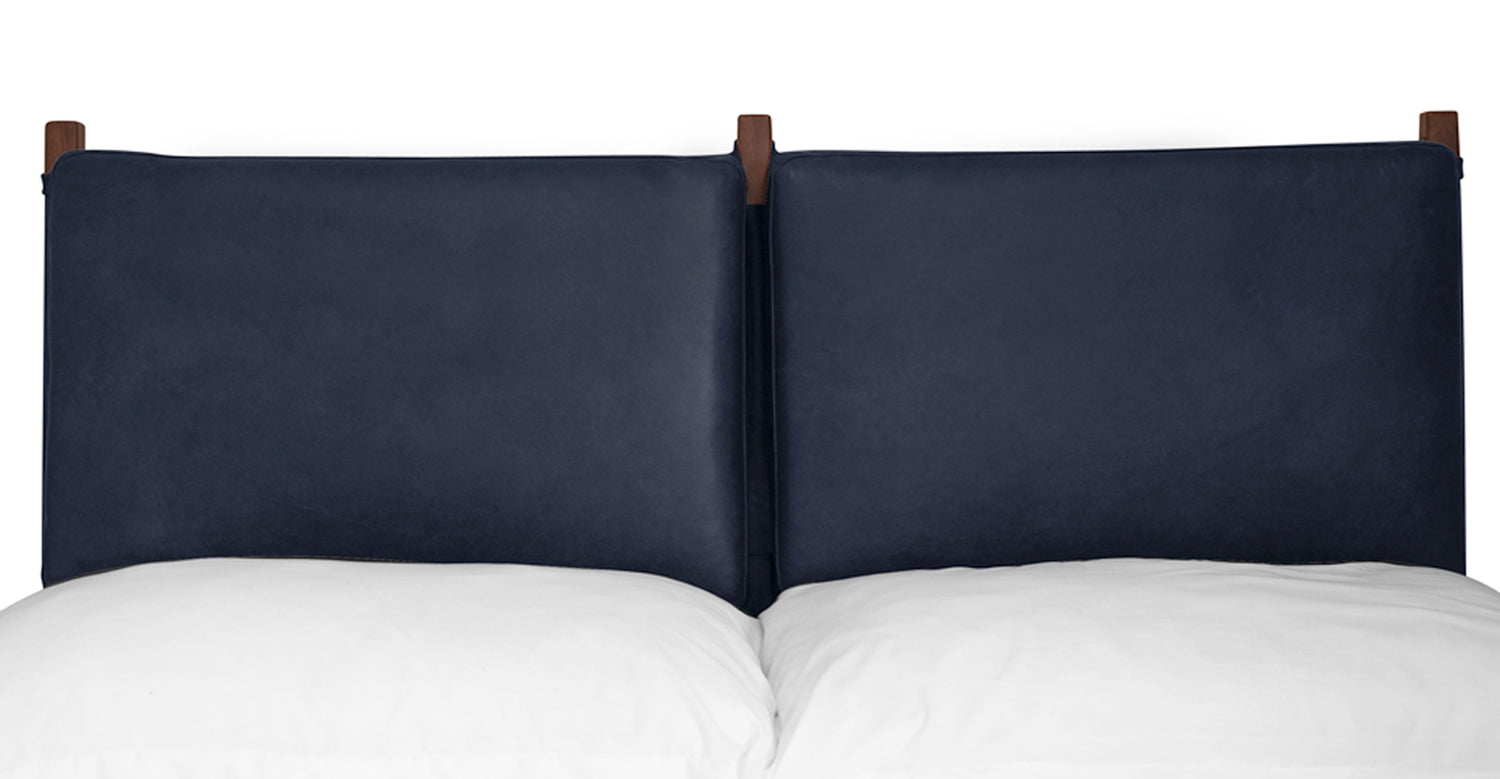 Truro Bed with Leather Cushions Midnight Blue/King