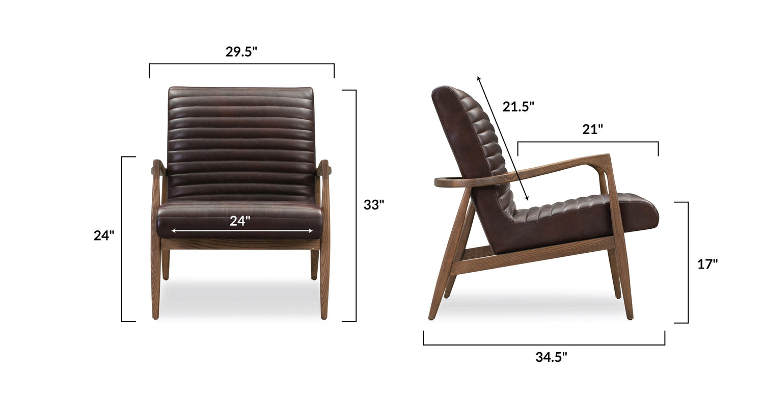 Rowan Lounge Chair Madagascar Cocoa/Set of 2, dimensions