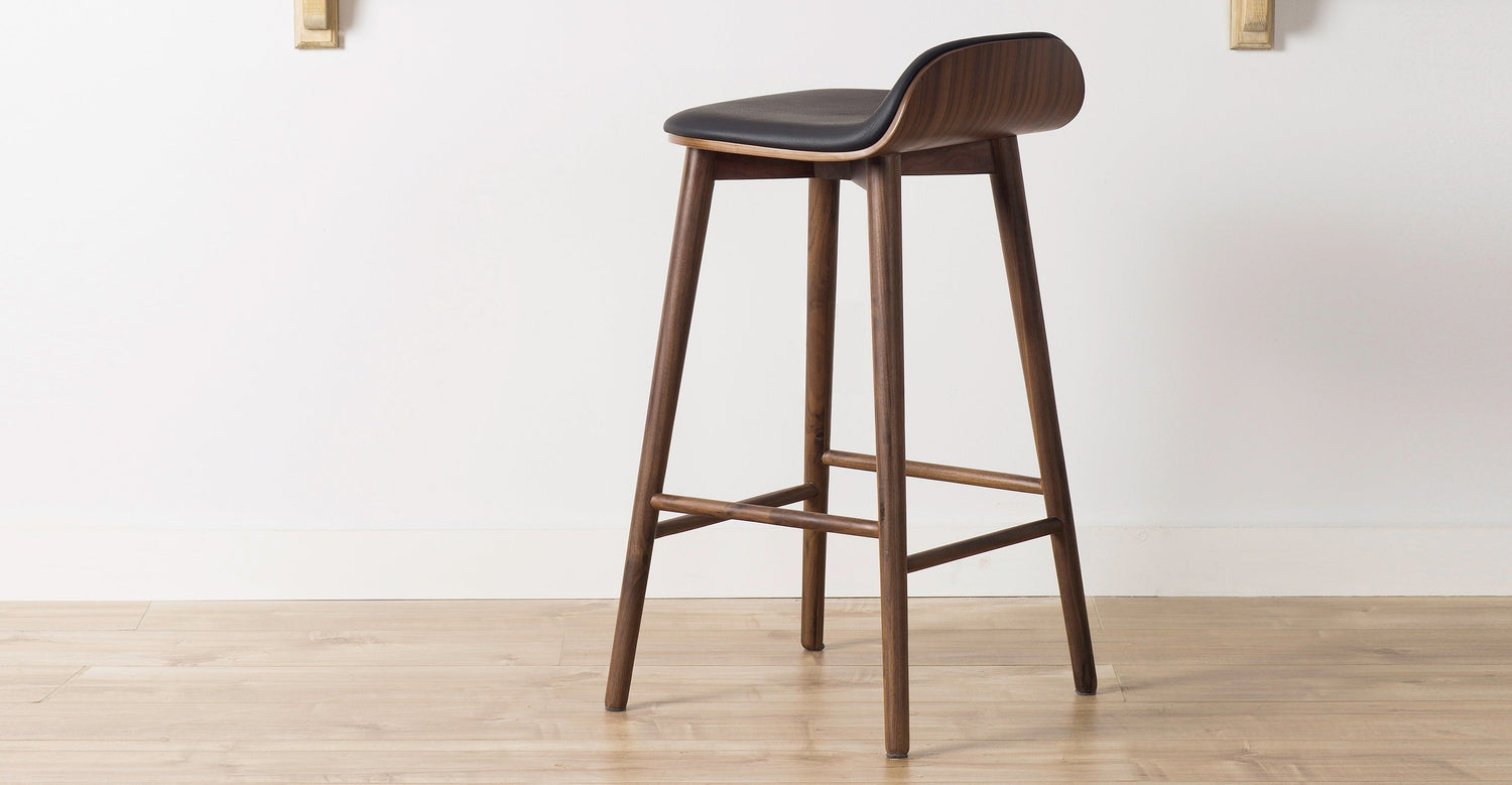 black leather modern bar stools