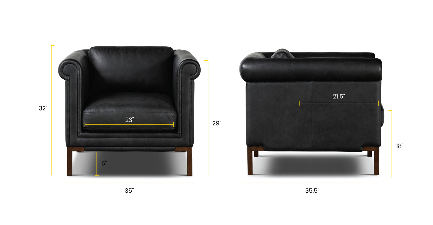 Bruges Lounge Chair Onyx Black, dimensions