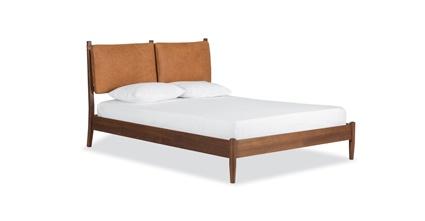 Truro Bed with Leather Cushions Collection, Cognac Tan/Queen
