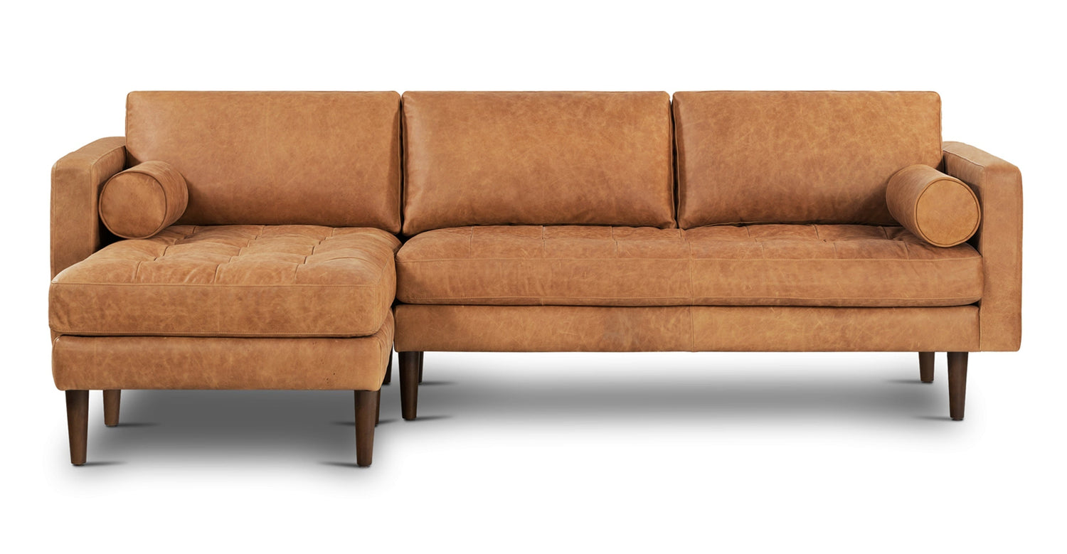Napa Left-Facing Sectional Sofa Cognac Tan