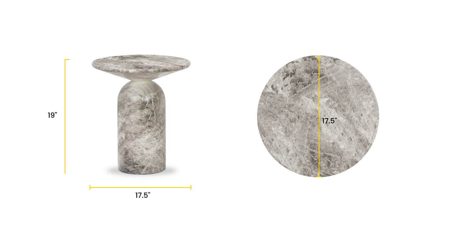 Wels End Table Grey Marble, dimensions