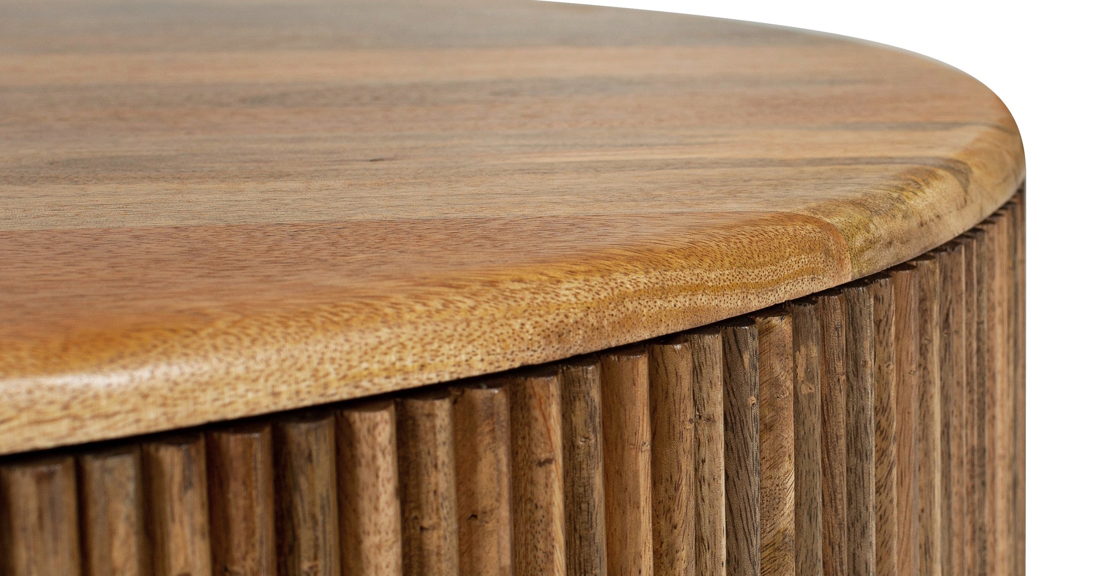 Deja 35" Round Coffee Table with Storage Poly & Bark