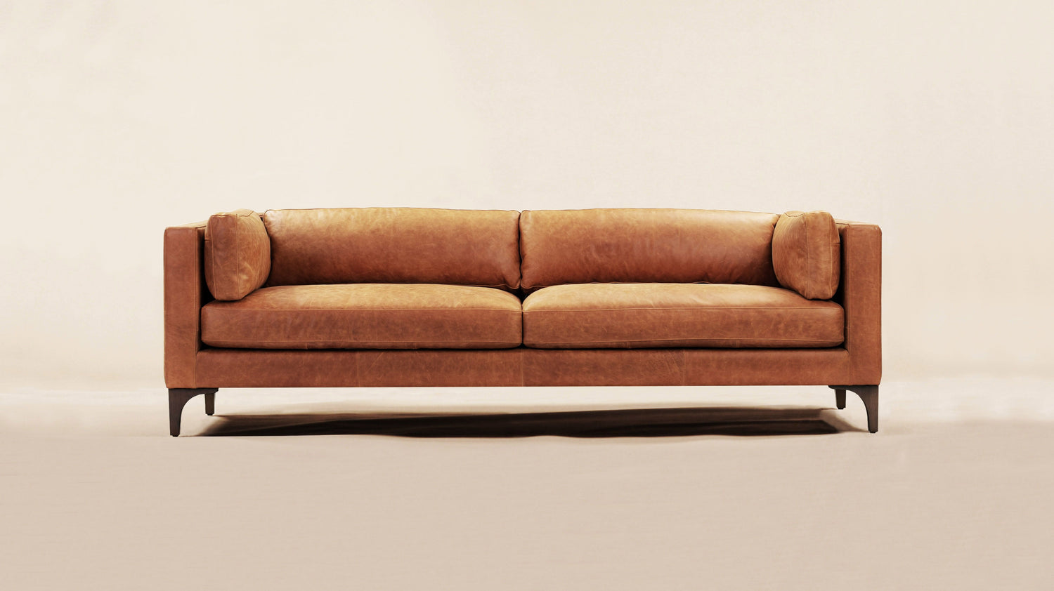 Poly & bark brown outlet leather sofa modern