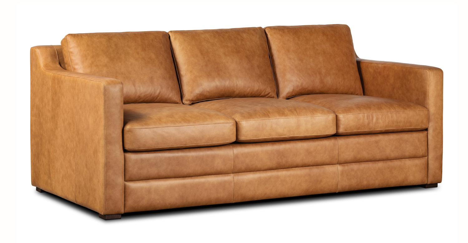 Sorrento Leather Pull Out Convertible Sleeper Sofa Poly Bark