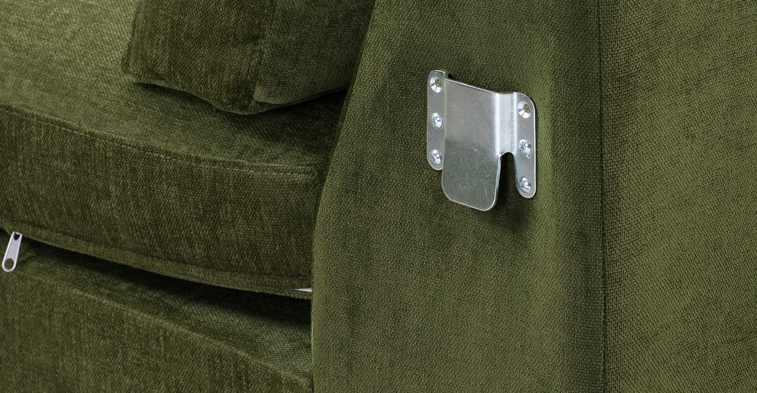 Napa Velvet Right-Facing Sectional Sofa Distressed Green Velvet